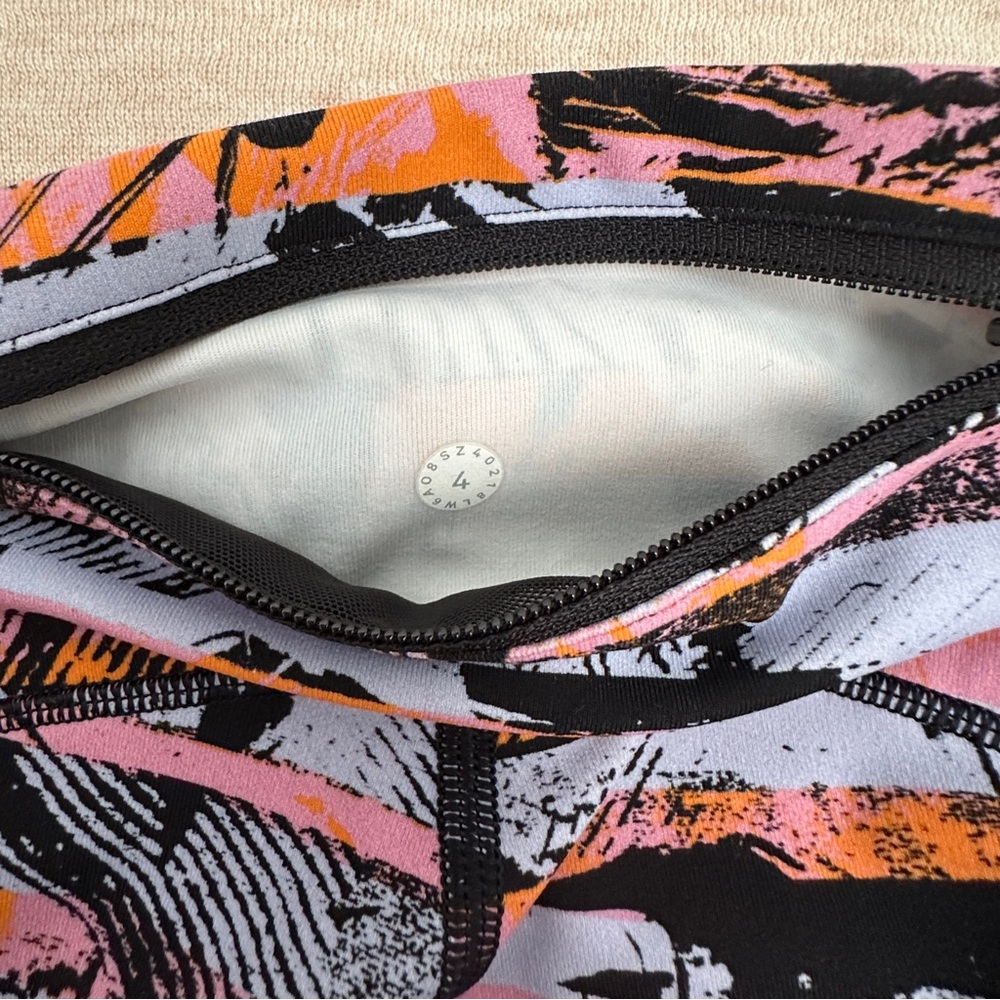 Lululemon Women’s 7/8 Tight II Pink Orange Waistband Pocket Leggings Size 4 - Picture 7 of 13